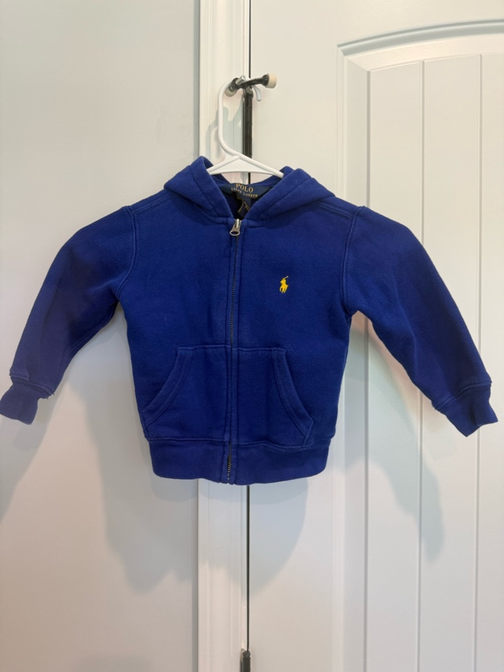 Polo by Ralph Lauren Kids Blue Full-Zip Hoodie with Yellow Pony